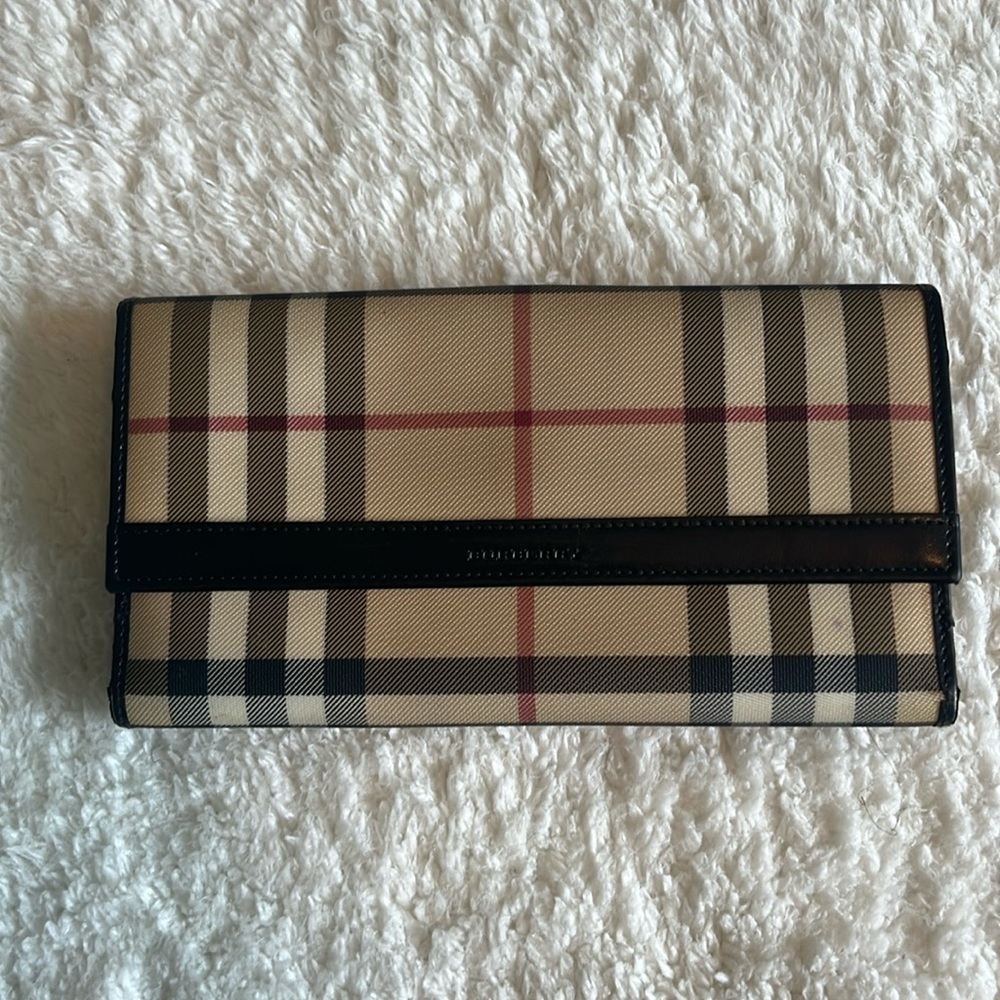 Authentic Burberry Check Folded Long Wallet